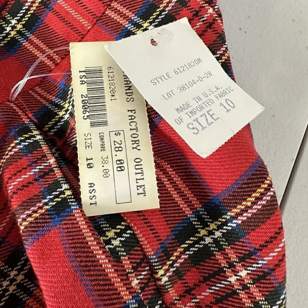 Vintage Tartan Plaid‎ Red Shorts Size 10
